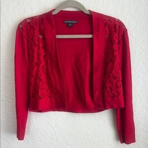 Covington Women's Lace-Accent Red Cardigan
